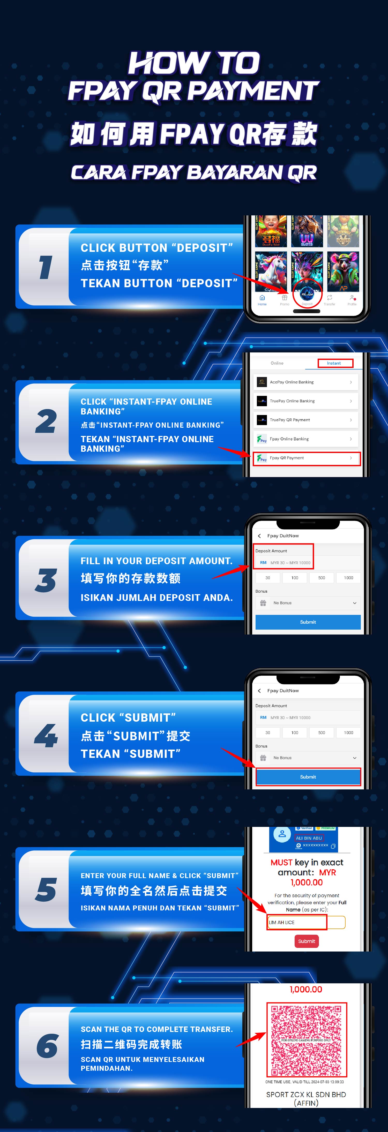 How to deposit with FPAY QR